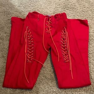 Lace up flared jeans